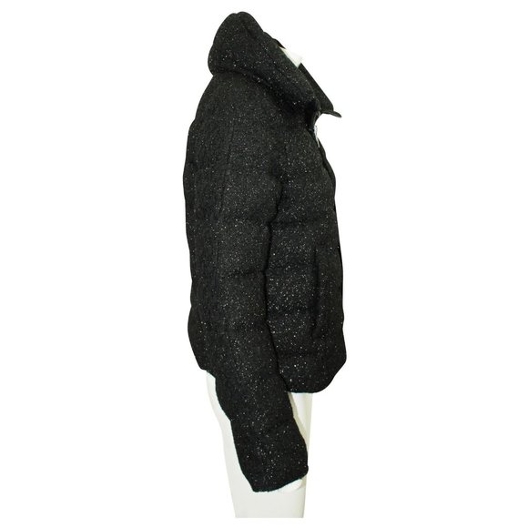 Diane Von Furstenberg Black Hall Sparkle Glitter Puffer Coat Jacket Small NWT - Picture 4 of 9